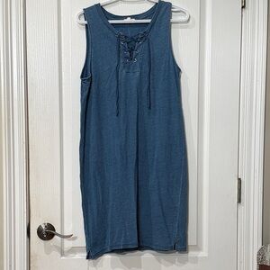 Jane and Delancey size small sleeveless, tie neck denim dress